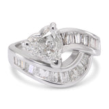 Vintage Platinum Heart Cut Diamond Cocktail Ring