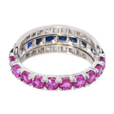 Vintage 18k White Gold Sapphire and Diamond Night and Day Ring