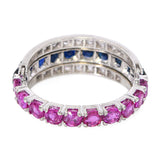 Vintage 18k White Gold Sapphire and Diamond Night and Day Ring