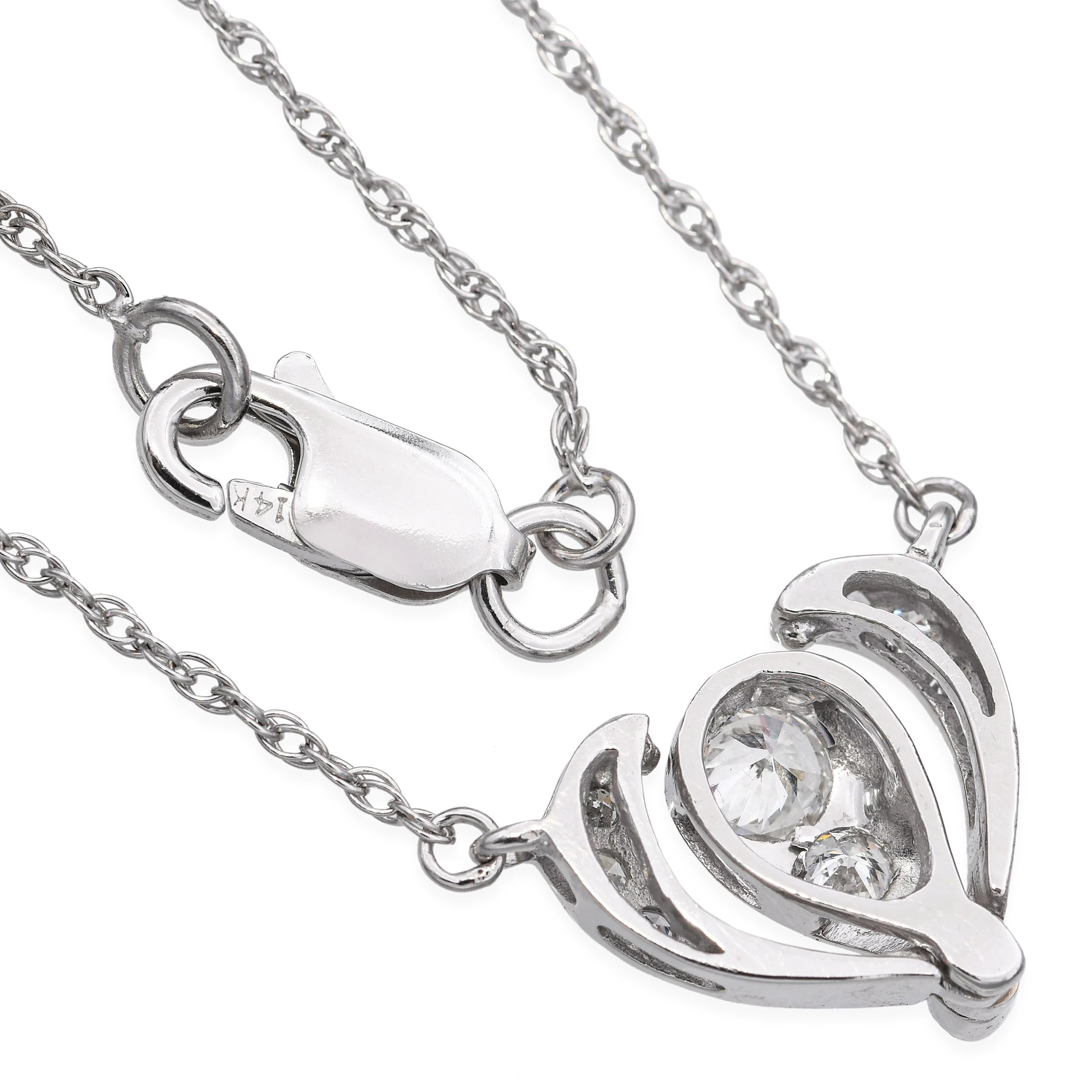 Vintage 14k White Gold 0.40tcw Diamond Modular Design Drop Pendant