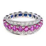 Vintage 18k White Gold Sapphire and Diamond Night and Day Ring