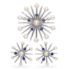 Church & Co. 14k White Gold Pearl & Sapphire Snowflake Earrings & Brooch Set