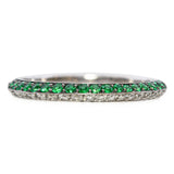18k White Gold Diamond and Emerald Band