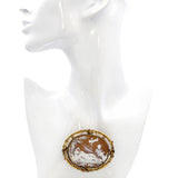 Antique Gold Filled Ornate Venus Laying Down Sensually Shell Cameo Brooch