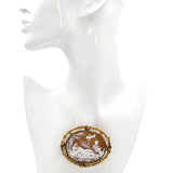 Antique Gold Filled Ornate Venus Laying Down Sensually Shell Cameo Brooch
