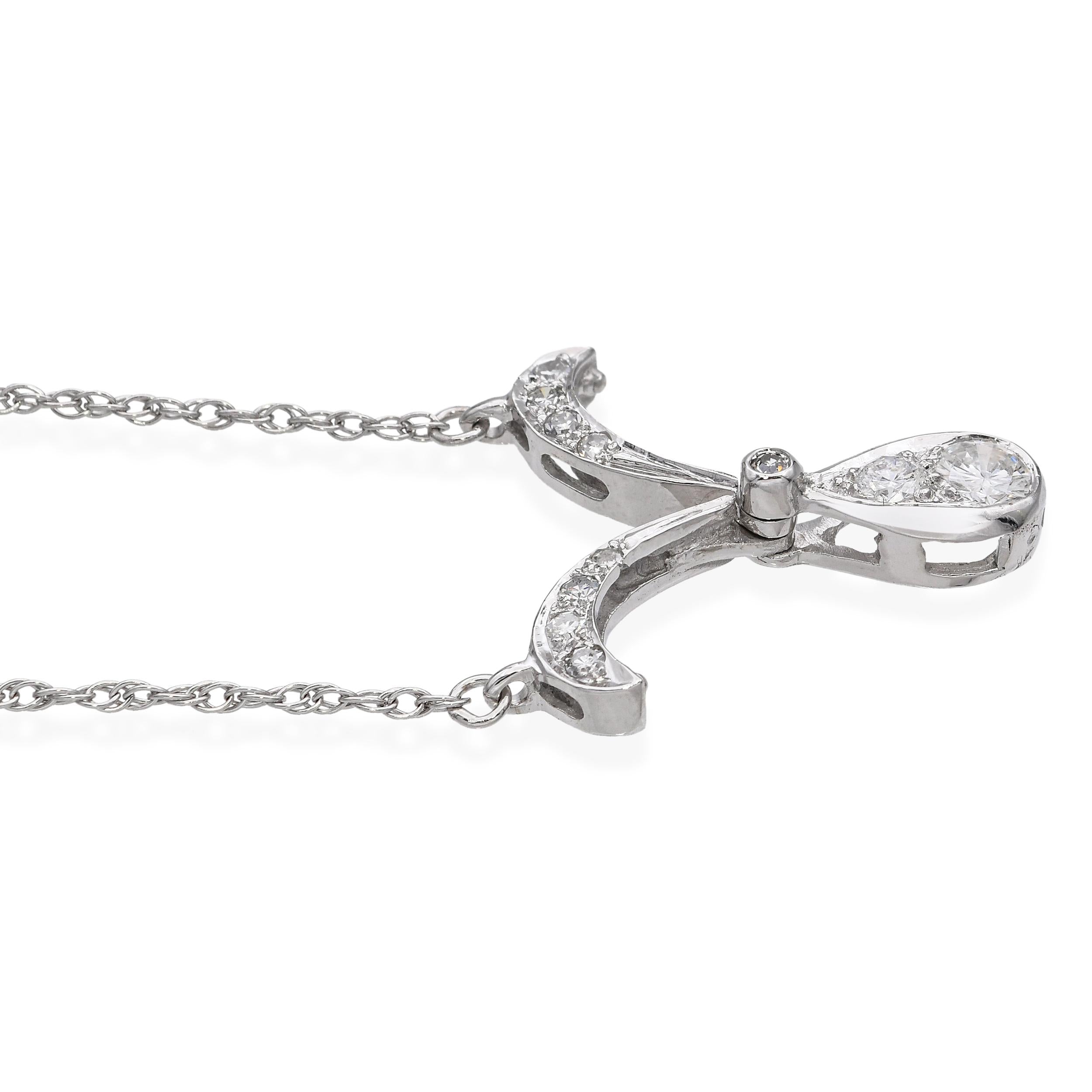 Vintage 14k White Gold 0.40tcw Diamond Modular Design Drop Pendant