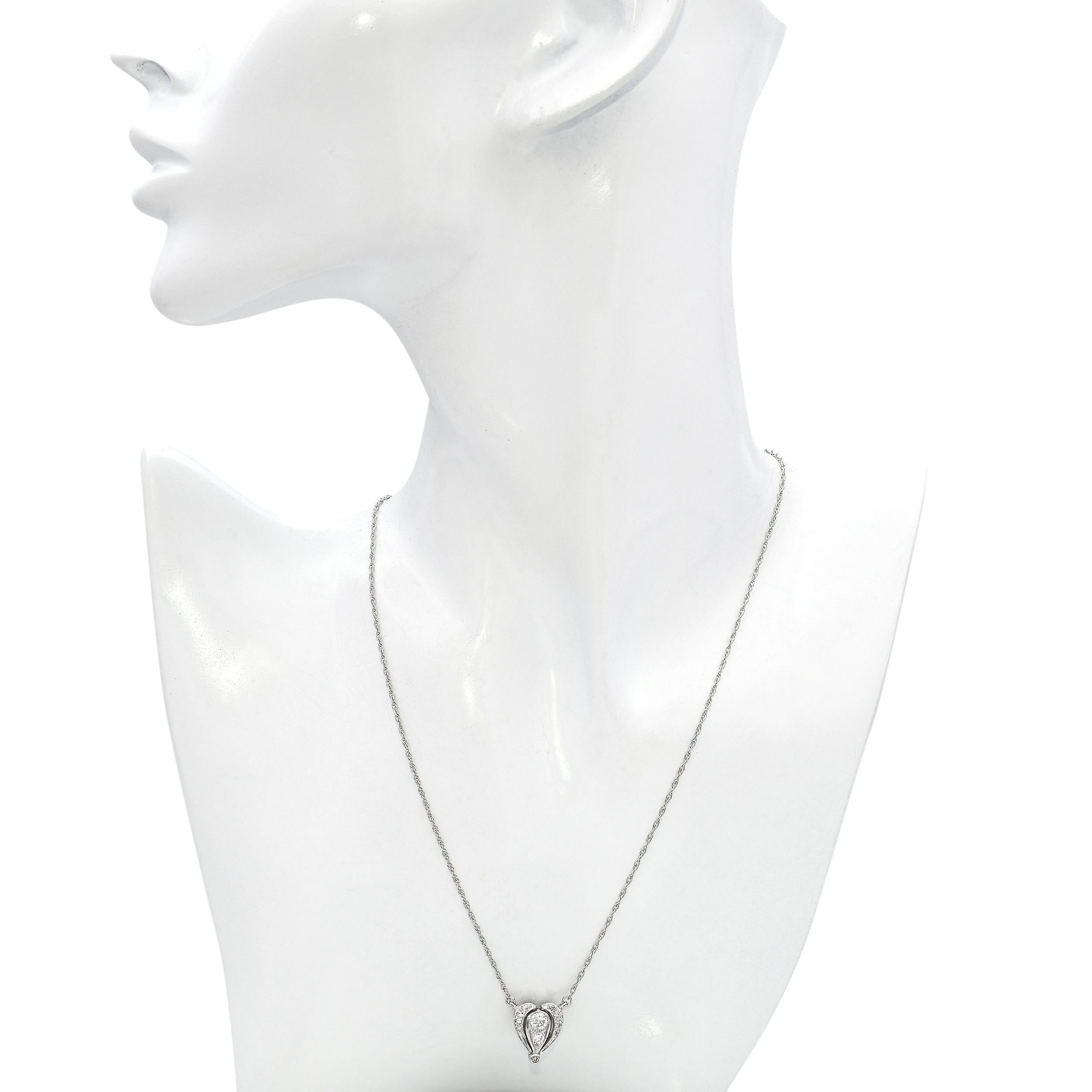 Vintage 14k White Gold 0.40tcw Diamond Modular Design Drop Pendant