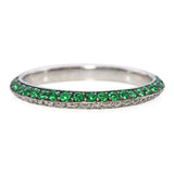 18k White Gold Diamond and Emerald Band