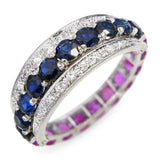 Vintage 18k White Gold Sapphire and Diamond Night and Day Ring