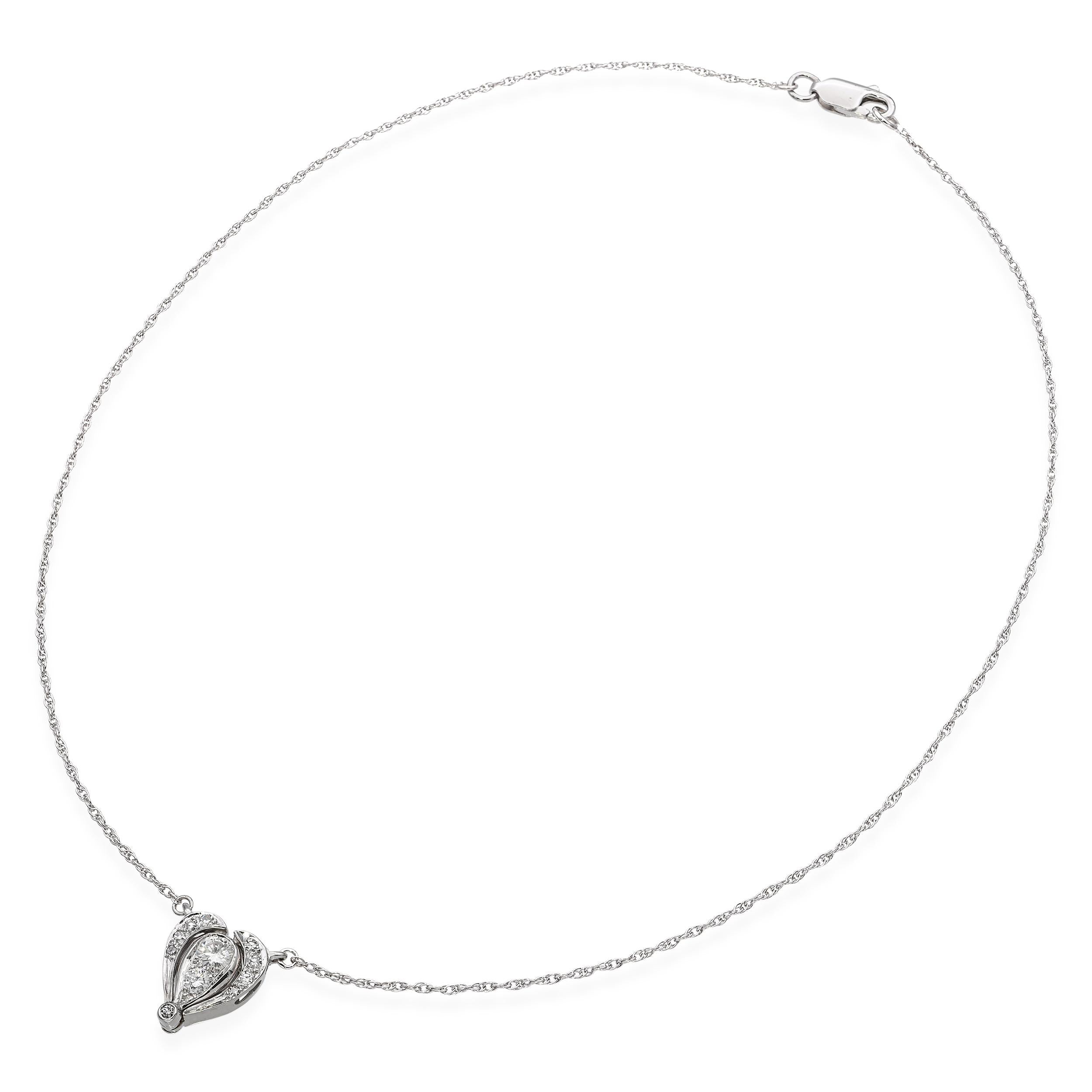 Vintage 14k White Gold 0.40tcw Diamond Modular Design Drop Pendant