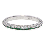 18k White Gold Diamond and Emerald Band
