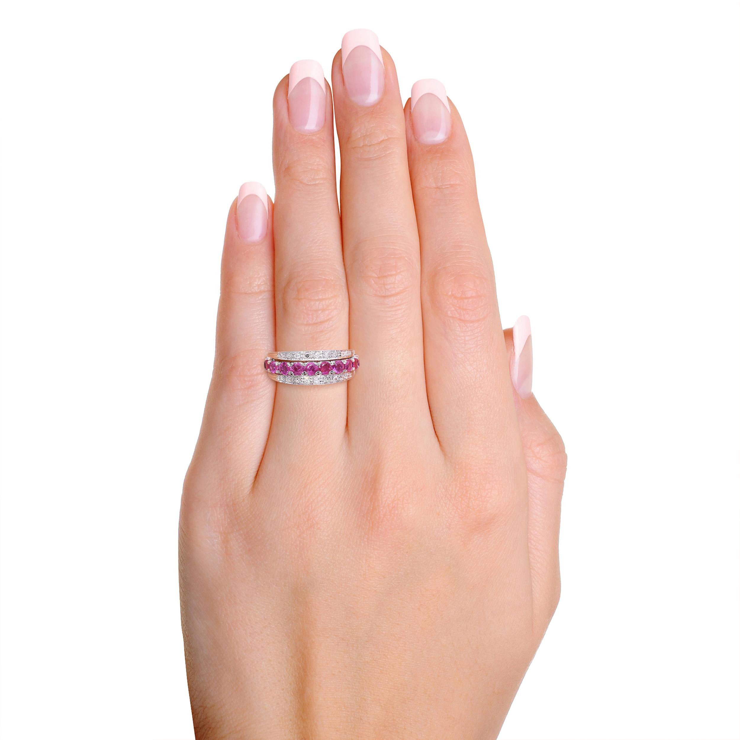 Vintage 18k White Gold Sapphire and Diamond Night and Day Ring