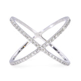 14k White Gold Diamond X-Cross Band Ring