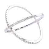 14k White Gold Diamond X-Cross Band Ring