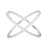 14k White Gold Diamond X-Cross Band Ring