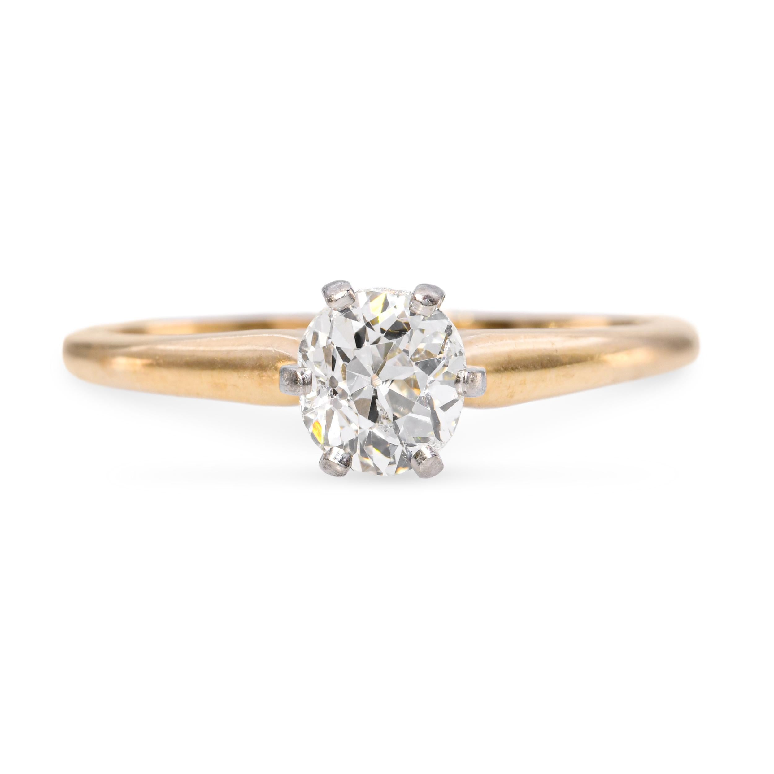 Jabel 18k Yellow Gold .80ct Old Mine Cut Diamond Solitaire Engagement Ring