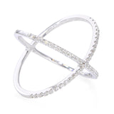 14k White Gold Diamond X-Cross Band Ring