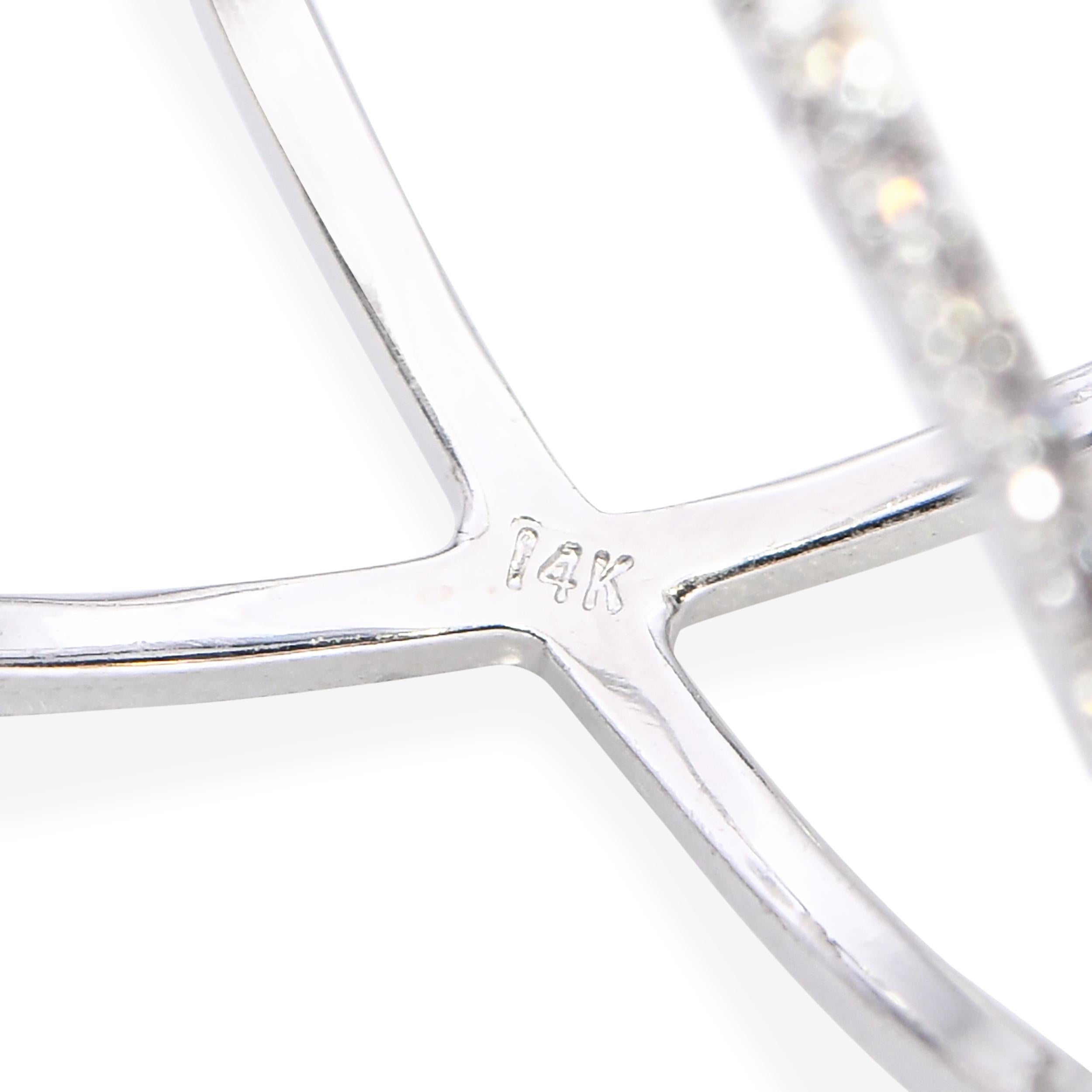 14k White Gold Diamond X-Cross Band Ring