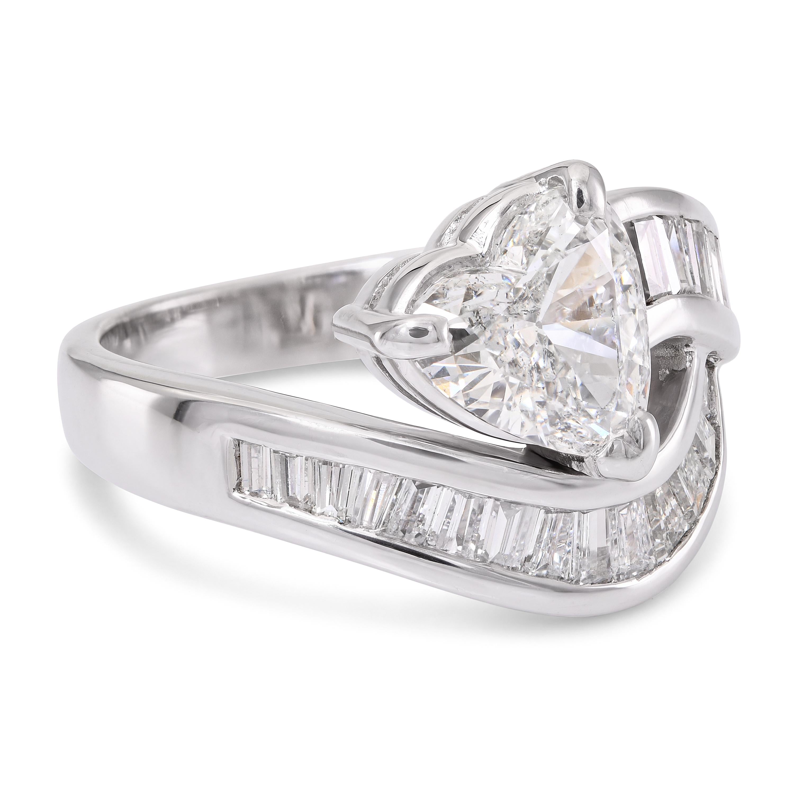 Vintage Platinum Heart Cut Diamond Cocktail Ring