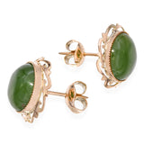 Vintage 14k Yellow Gold Jade Stud Earrings
