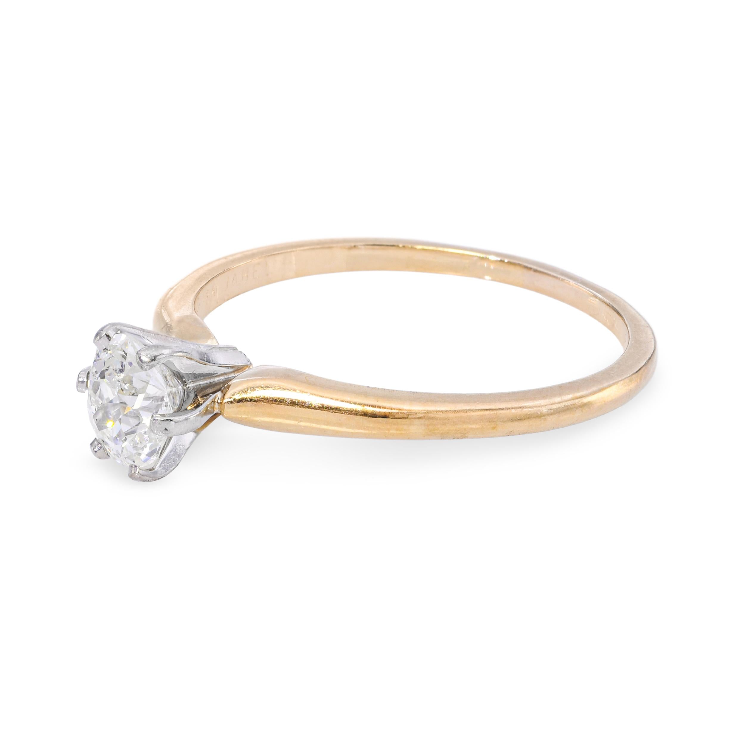 Jabel 18k Yellow Gold .80ct Old Mine Cut Diamond Solitaire Engagement Ring