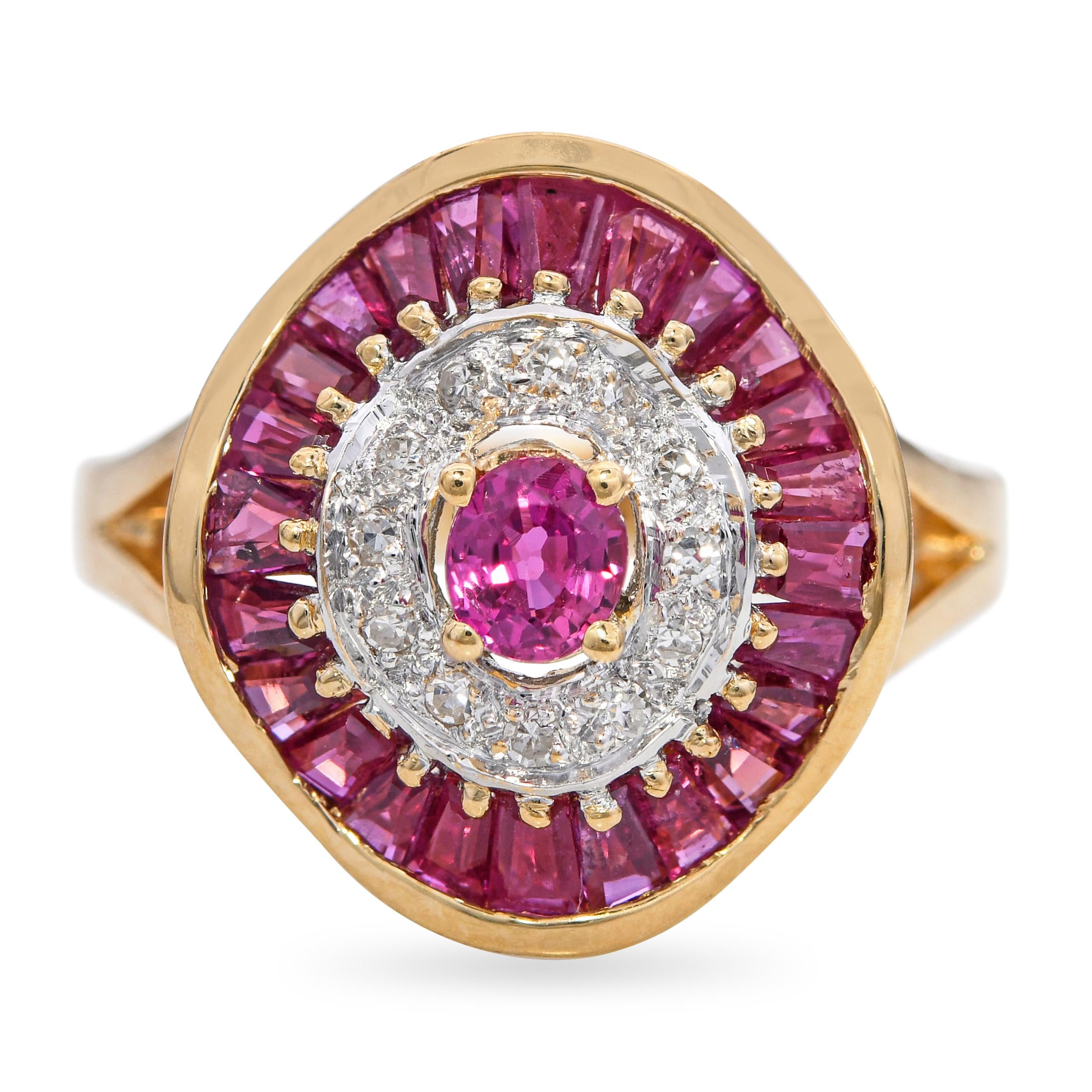 18k Yellow Gold Ruby and Diamond Ring