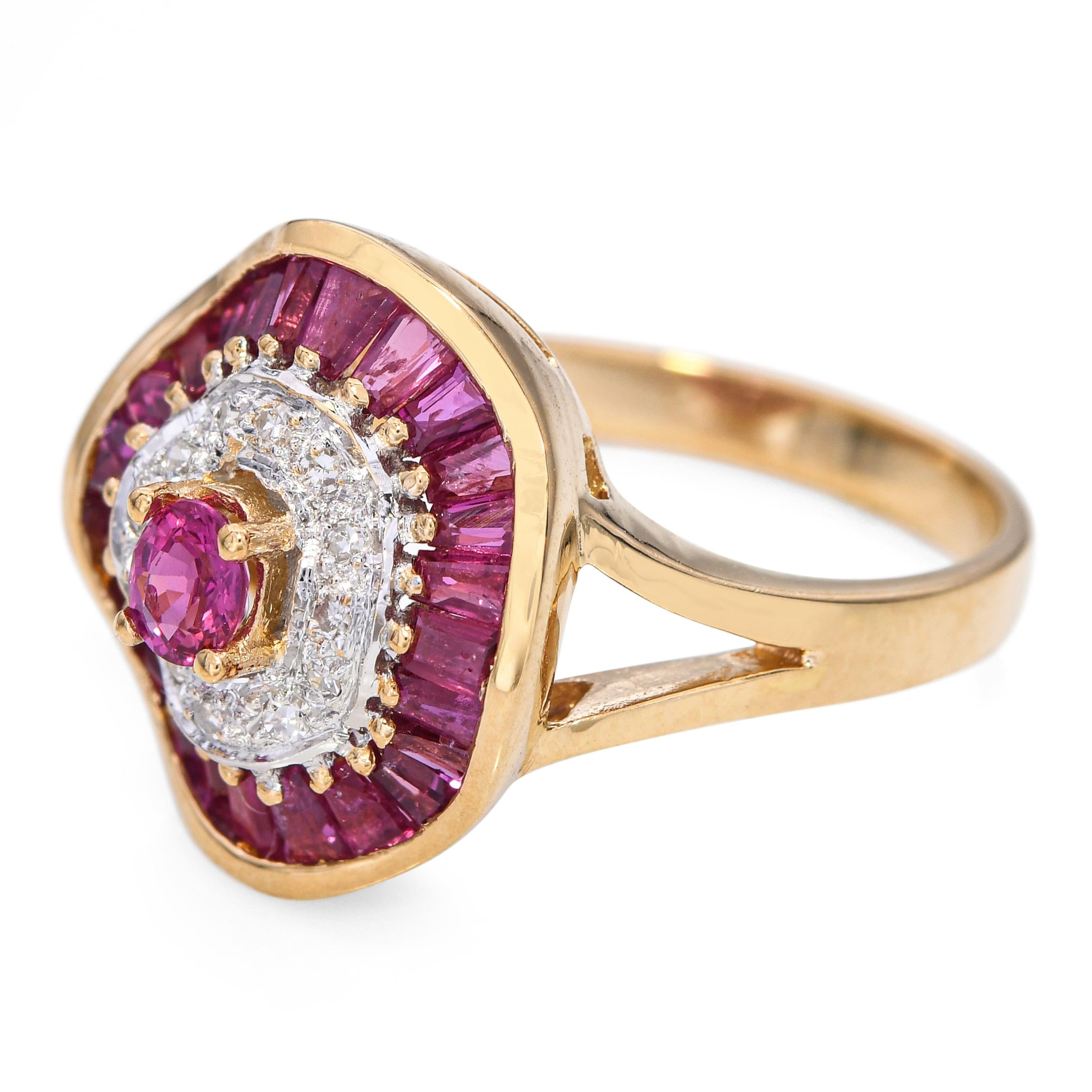 18k Yellow Gold Ruby and Diamond Ring
