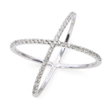 14k White Gold Diamond X-Cross Band Ring