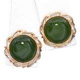 Vintage 14k Yellow Gold Jade Stud Earrings