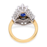 Vintage 18k Gold & Platinum 1.98ct Blue Sapphire and Diamond Ballerina Ring