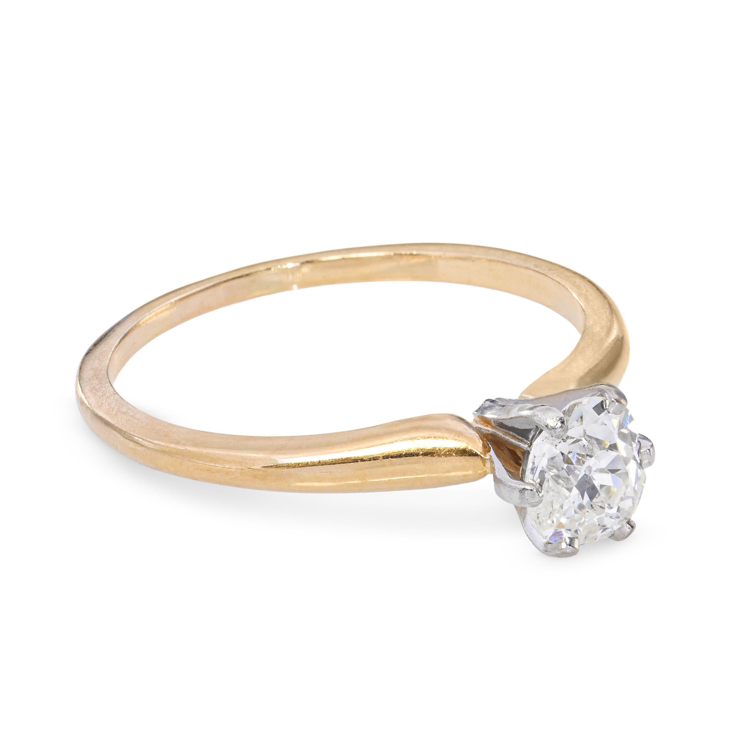 Jabel 18k Yellow Gold .80ct Old Mine Cut Diamond Solitaire Engagement Ring