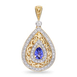 Fiori 14k Yellow Gold 0.63ct Tanzanite & Diamond Filigree Pendant
