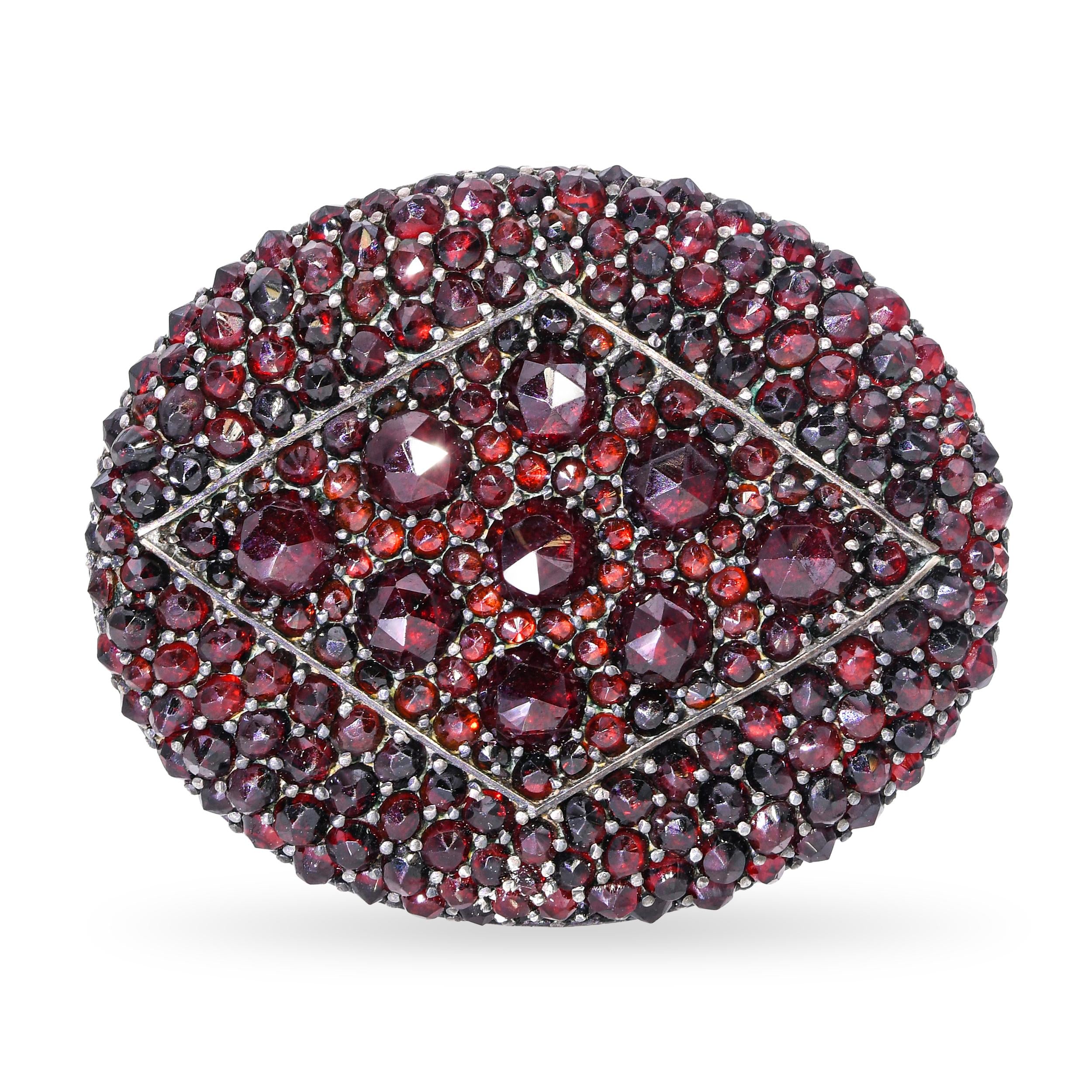 Antique Sterling Silver Bohemian Garnet Brooch