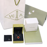Van Cleef & Arpels 18k Yellow Gold Carnelian Vintage Alhambra Pendant Necklace