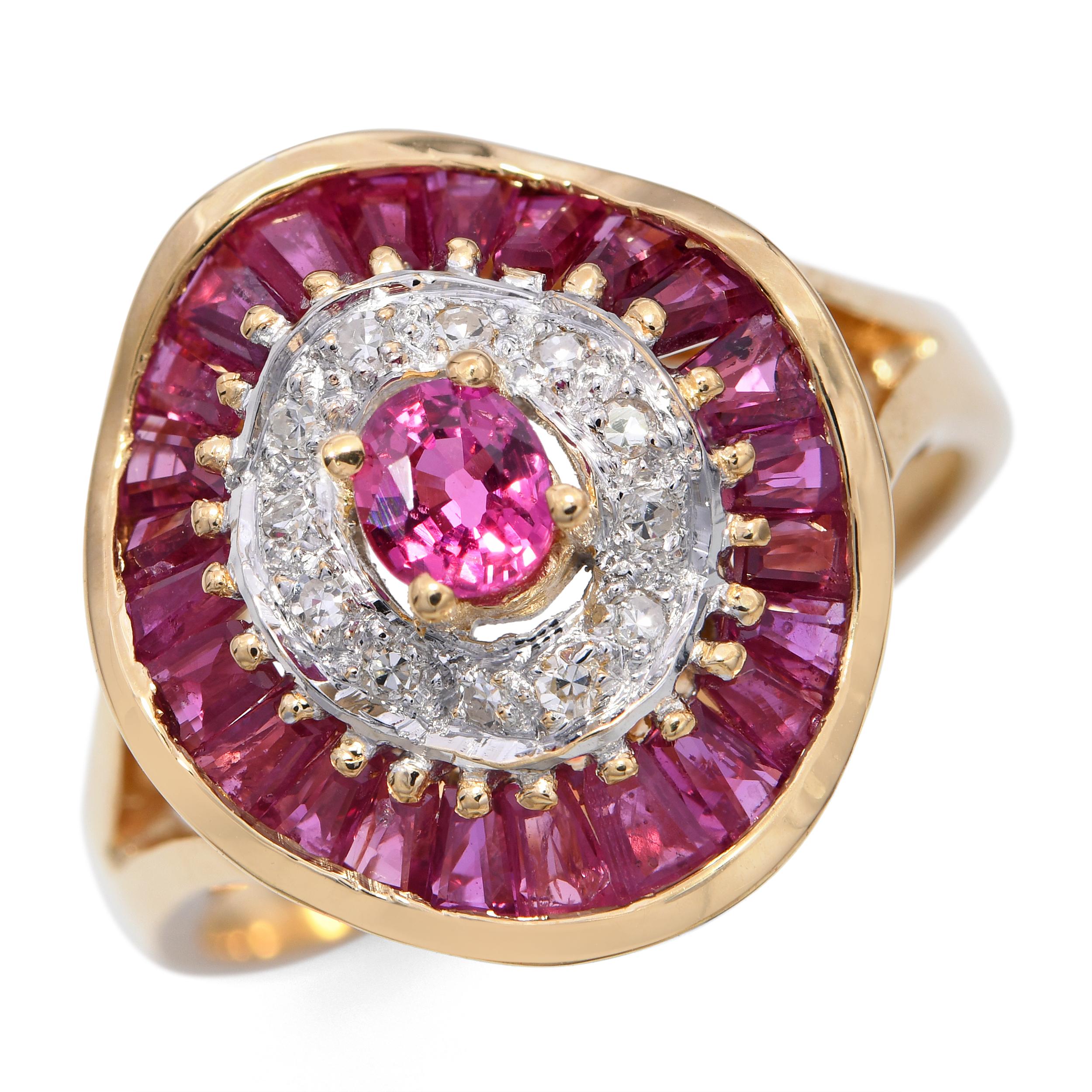 18k Yellow Gold Ruby and Diamond Ring
