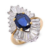 Vintage 18k Gold & Platinum 1.98ct Blue Sapphire and Diamond Ballerina Ring