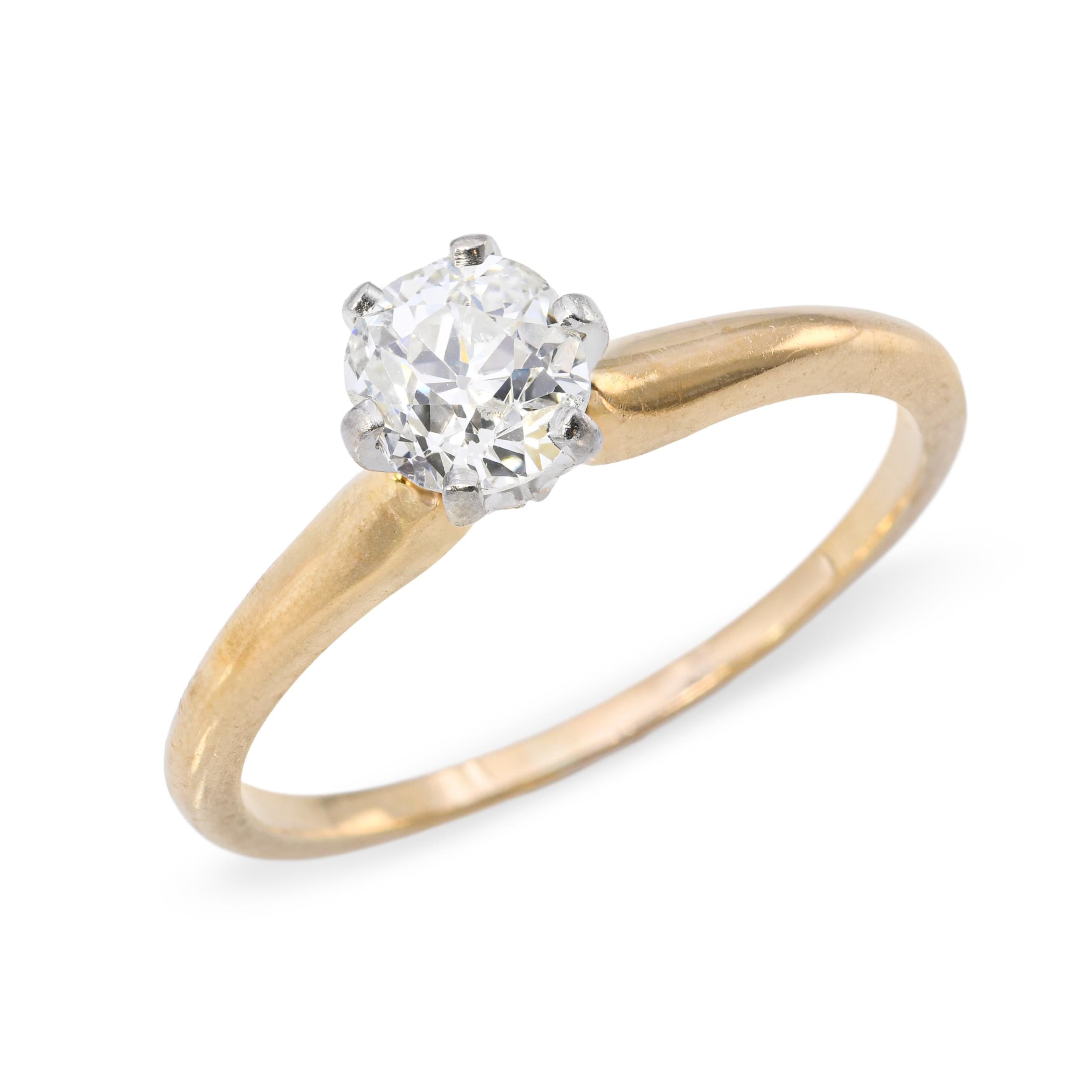 Jabel 18k Yellow Gold .80ct Old Mine Cut Diamond Solitaire Engagement Ring
