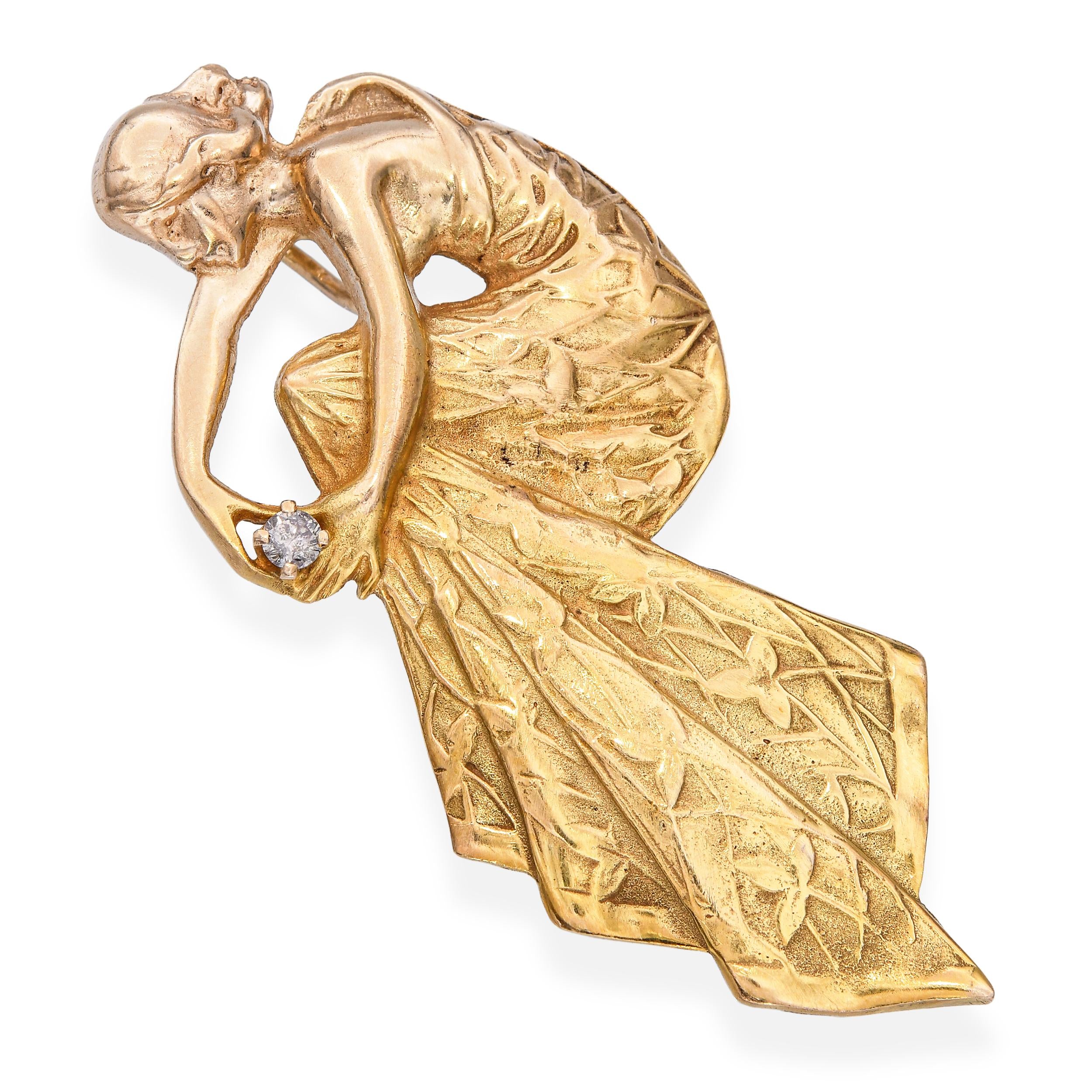 Vintage 14k Yellow Gold Art Nouveau Inspired  Lluis Masriera Nymph Pendant