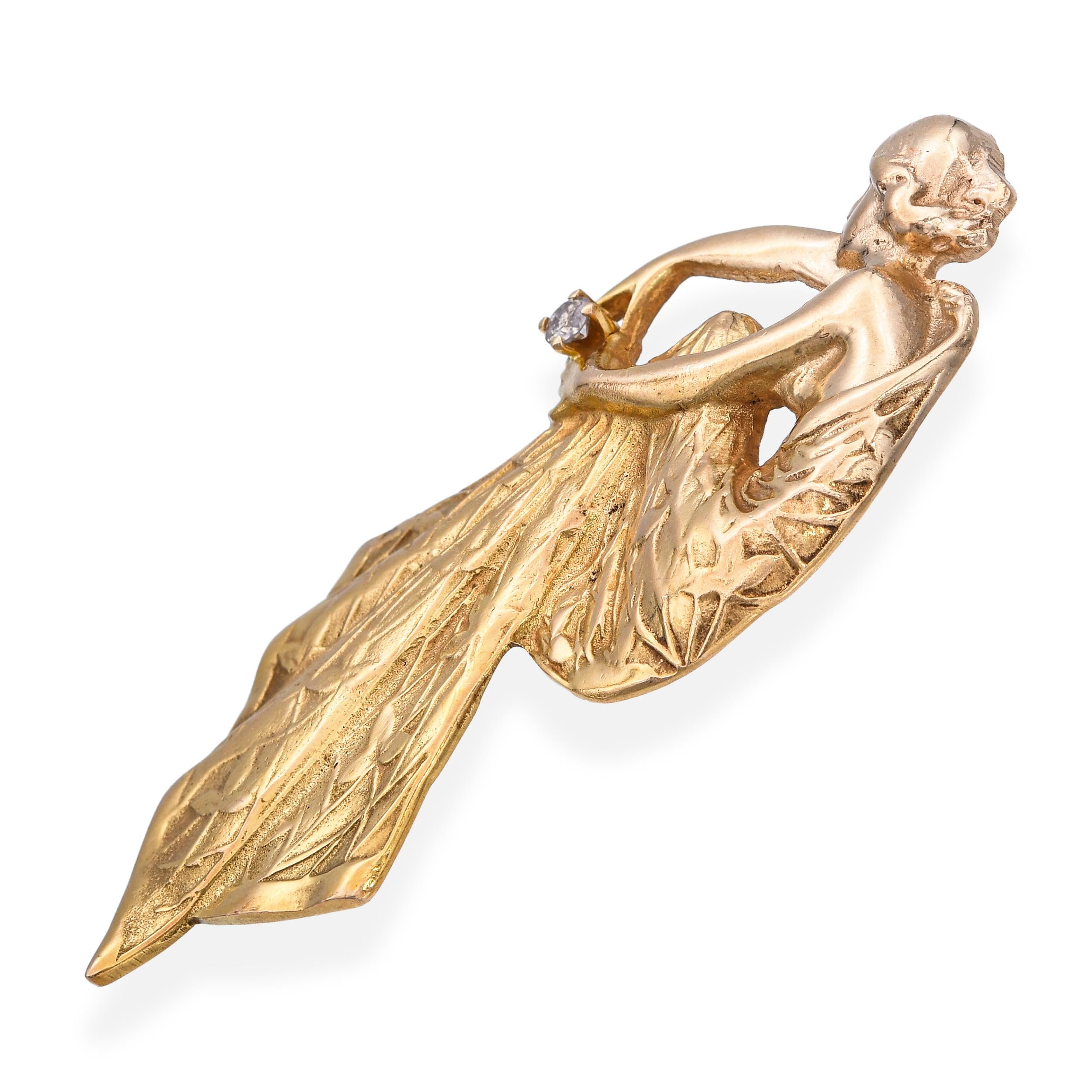 Vintage 14k Yellow Gold Art Nouveau Inspired  Lluis Masriera Nymph Pendant