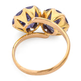 Vintage 14k Yellow Gold Synthetic Alexandrite Toi Et Moi Ring