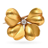 Antique Yellow Gold Diamond Flower Brooch