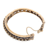Vintage 14k Yellow Gold 1.02tcw Diamond and Blue Enamel Bangle Bracelet