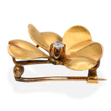 Antique Yellow Gold Diamond Flower Brooch