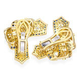 Vintage 18k Yellow Gold Diamond and Sapphire Ribbon Earrings
