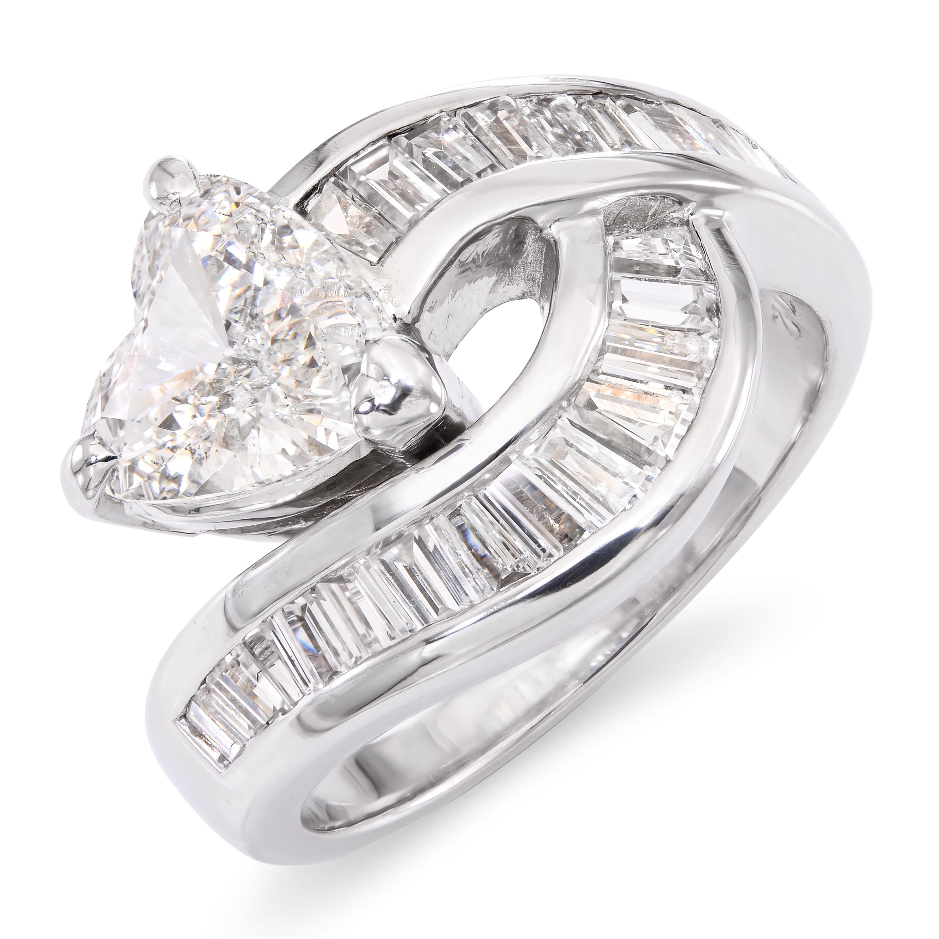 Vintage Platinum Heart Cut Diamond Cocktail Ring