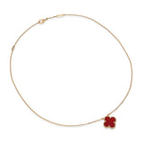 Van Cleef & Arpels 18k Yellow Gold Carnelian Vintage Alhambra Pendant Necklace