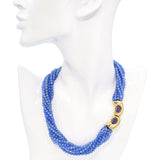 Manfredi 18k Yellow Gold Violet Chalcedony Multi Strand Bead Necklace