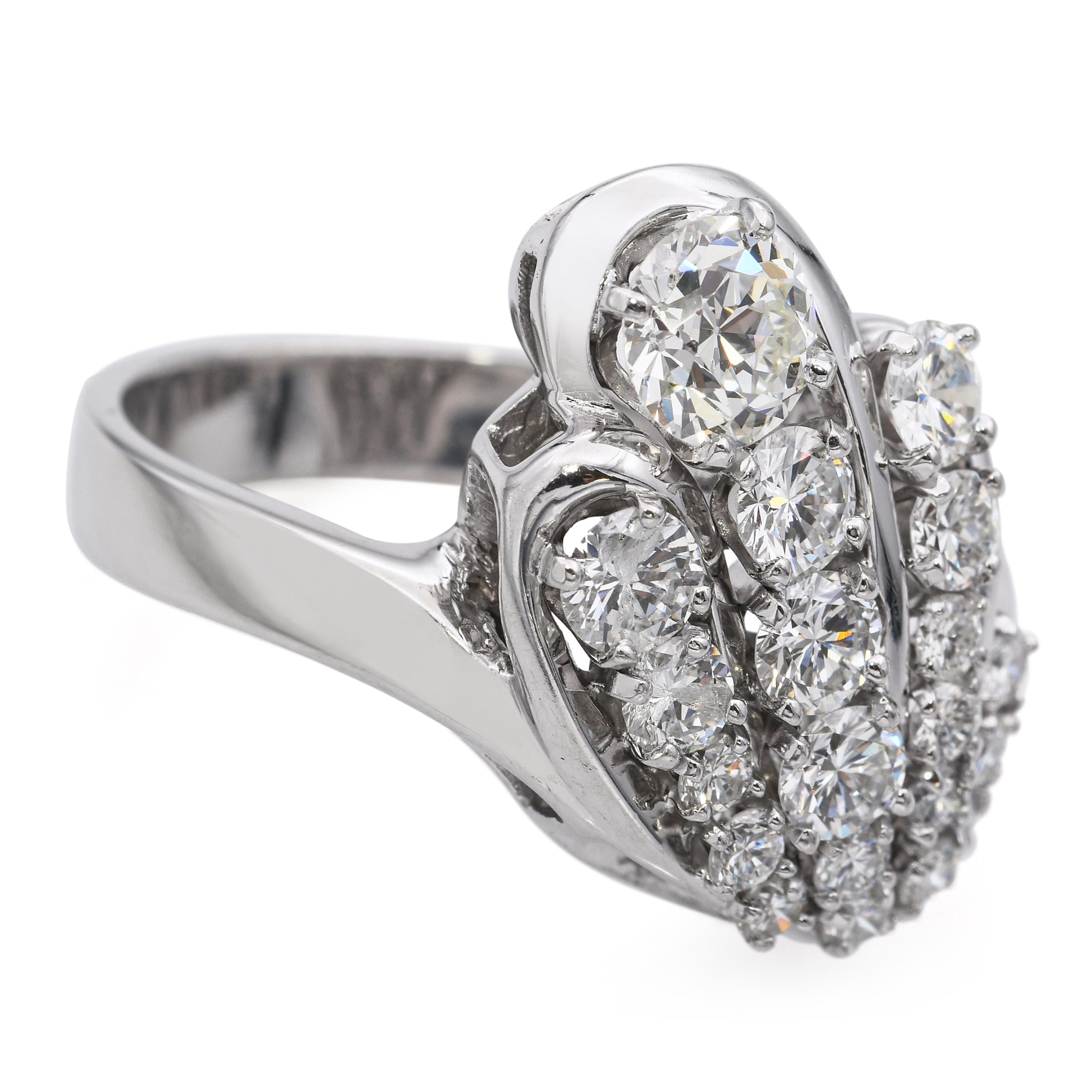 Vintage 14k White Gold 2.49tcw Diamond Statement Ring