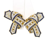 Vintage 18k Yellow Gold Diamond and Sapphire Ribbon Earrings