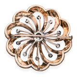 Antique Rose Gold and Silver Rose Cut Diamond Brooch Pendant